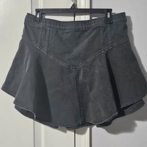 Aerie Gray Denim Flare Skirt